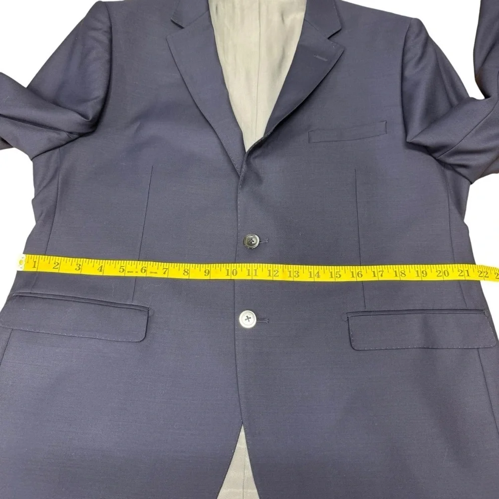 Tiglio Luxe Blazer Sangria Jacket Men’s 44S Navy Blue Italy Merino Wool